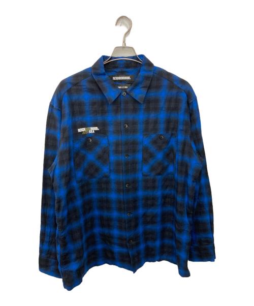 NEIGHBORHOOD（ネイバーフッド）NEIGHBORHOOD (ネイバーフッド) WIND AND SEA (ウィンダンシー) NHWDS / C-SHIRT LS ブルー×ブラック サイズ:XLの古着・服飾アイテム