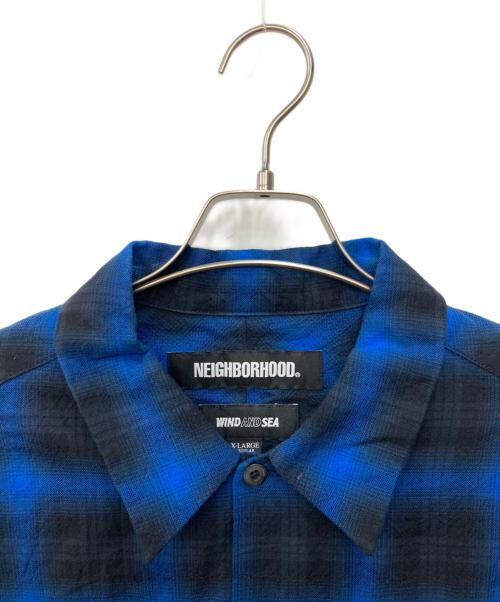 NEIGHBORHOOD（ネイバーフッド）NEIGHBORHOOD (ネイバーフッド) WIND AND SEA (ウィンダンシー) NHWDS / C-SHIRT LS ブルー×ブラック サイズ:XLの古着・服飾アイテム
