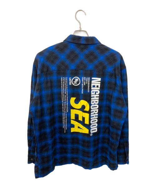 NEIGHBORHOOD（ネイバーフッド）NEIGHBORHOOD (ネイバーフッド) WIND AND SEA (ウィンダンシー) NHWDS / C-SHIRT LS ブルー×ブラック サイズ:XLの古着・服飾アイテム