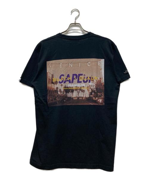 SAPEur（サプール）SAPEur (サプール) BLACK×BLACK プリント Tシャツ ブラック サイズ:XLの古着・服飾アイテム