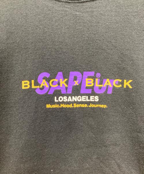 SAPEur（サプール）SAPEur (サプール) BLACK×BLACK プリント Tシャツ ブラック サイズ:XLの古着・服飾アイテム
