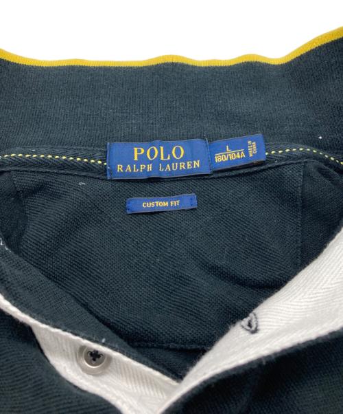 POLO RALPH LAUREN（ポロ・ラルフローレン）POLO RALPH LAUREN (ポロ・ラルフローレン) ビッグポニー刺繍 ポロシャツ ブラック×イエロー サイズ:Lの古着・服飾アイテム