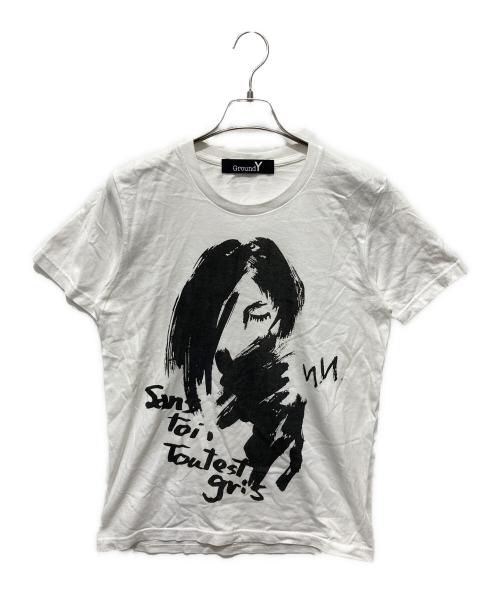 GROUND Y（グラウンドワイ）GROUND Y (グラウンドワイ) 手書きデッサン画プリントTシャツ ホワイト サイズ:3の古着・服飾アイテム