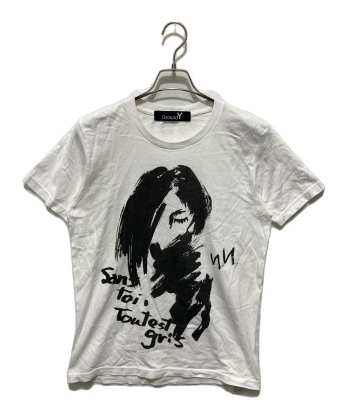 GROUND Y（グラウンドワイ）GROUND Y (グラウンドワイ) 手書きデッサン画プリントTシャツ ホワイト サイズ:3の古着・服飾アイテム