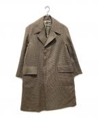 AURALEEオーラリー）の古着「DOUBLE FACE CHECK LONG COAT / ダブルフェイスチェックロングコート / 総柄コート / チェックコート」｜ブラウン