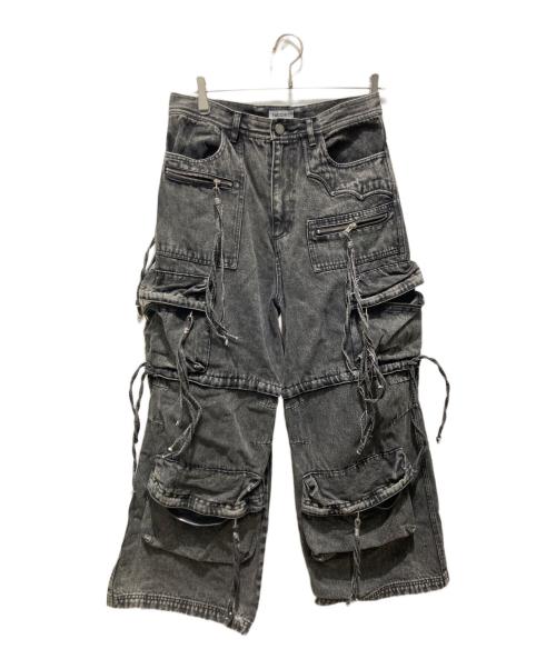 FACCIES（ファッチーズ）FACCIES (ファッチーズ) MULTI-POCKET DENIM CARGO マルチポケットデニムカーゴパンツ グレー サイズ:2の古着・服飾アイテム