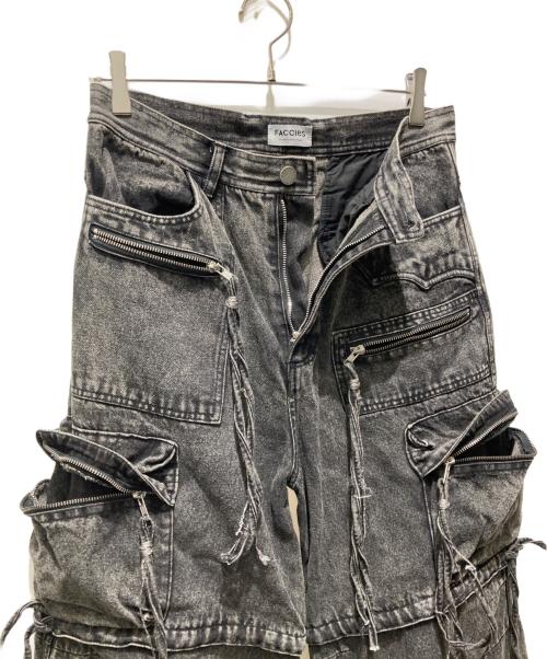 FACCIES（ファッチーズ）FACCIES (ファッチーズ) MULTI-POCKET DENIM CARGO マルチポケットデニムカーゴパンツ グレー サイズ:2の古着・服飾アイテム