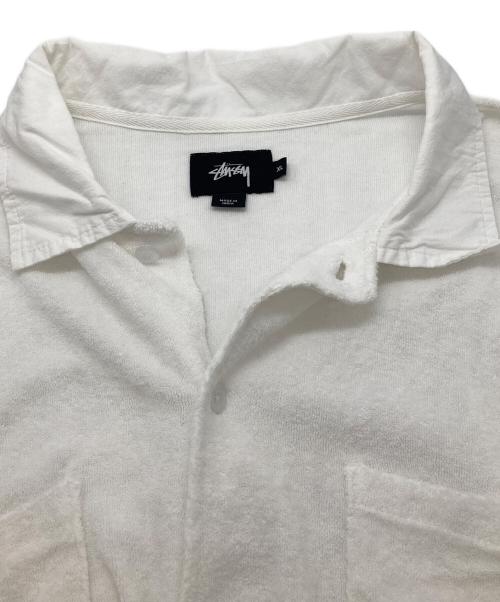 stussy（ステューシー）stussy (ステューシー) パイル地S/Sシャツ ホワイト サイズ:XLの古着・服飾アイテム