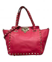 VALENTINO GARAVANI（ヴァレンティノ・ガラヴァーニ）の古着「ロックスタッズ2WAYミニショルダーバッグ」｜ピンク