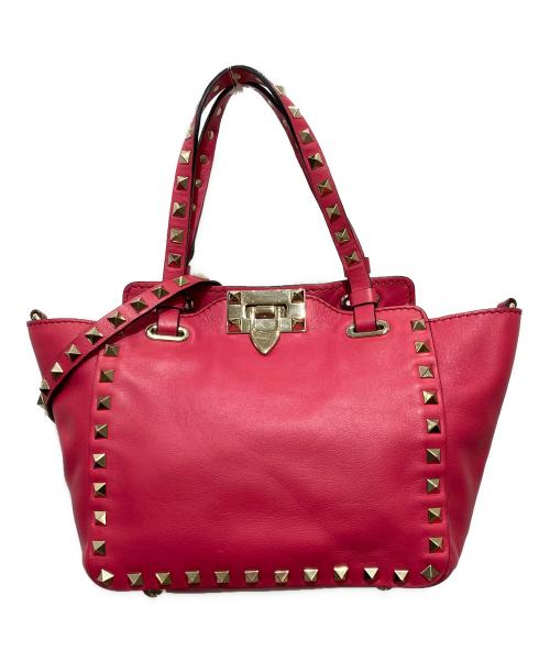 VALENTINO GARAVANI（ヴァレンティノ・ガラヴァーニ）VALENTINO GARAVANI (ヴァレンティノ・ガラヴァーニ) ロックスタッズ2WAYミニショルダーバッグ ピンクの古着・服飾アイテム