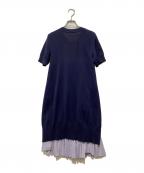 sacaiサカイ）の古着「プリーツレイヤードニットS/Sワンピース」｜ネイビー