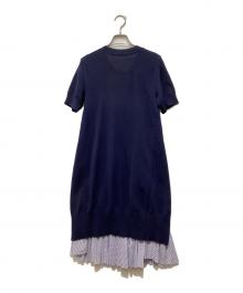 sacai（サカイ）の古着「プリーツレイヤードニットS/Sワンピース」｜ネイビー