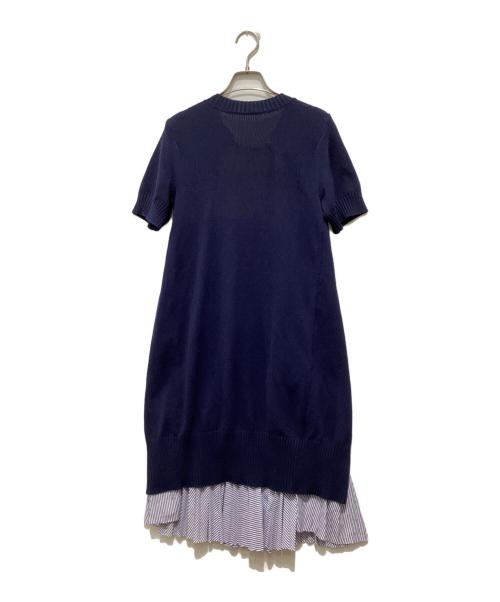 sacai（サカイ）sacai (サカイ) プリーツレイヤードニットS/Sワンピース ネイビー サイズ:2の古着・服飾アイテム
