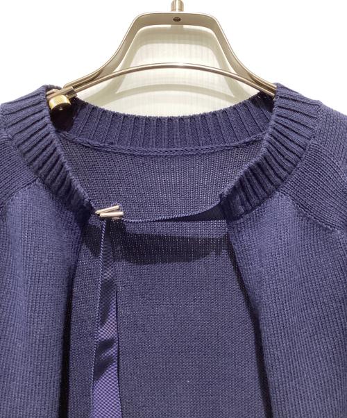 sacai（サカイ）sacai (サカイ) プリーツレイヤードニットS/Sワンピース ネイビー サイズ:2の古着・服飾アイテム