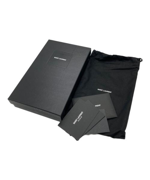 Yves Saint Laurent（イヴサンローラン）Yves Saint Laurent (イヴサンローラン) カサンドラ YSLロゴ Vステッチ キルティング フラップ ロングウォレット 長財布 ブラックの古着・服飾アイテム