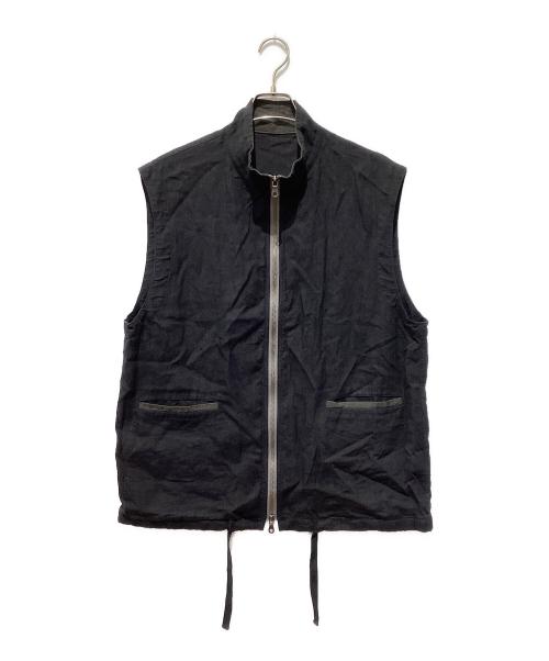 confect（コンフェクト）CONFECT (コンフェクト) リネン和紙 ジップベスト ブラック サイズ:3の古着・服飾アイテム