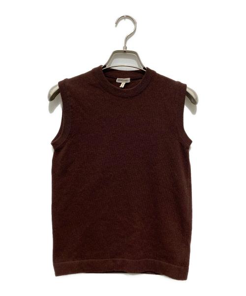HERMES（エルメス）HERMES (エルメス) ノースリーブカシミヤニット ブラウン サイズ:XSの古着・服飾アイテム