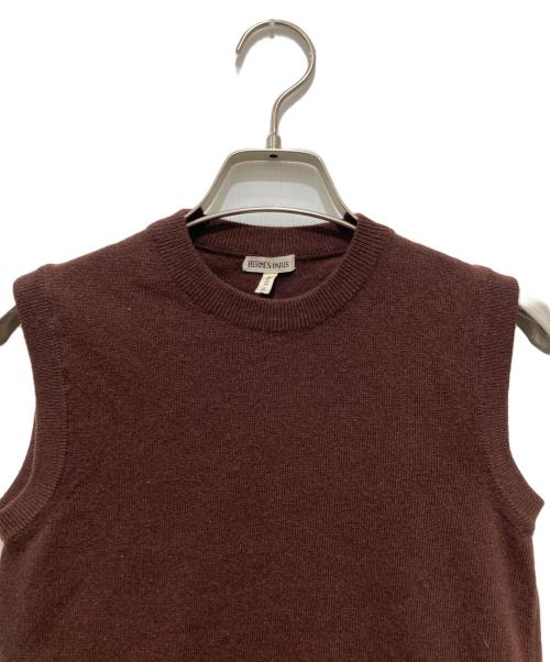 HERMES（エルメス）HERMES (エルメス) ノースリーブカシミヤニット ブラウン サイズ:XSの古着・服飾アイテム