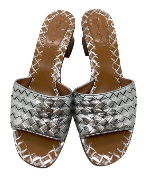 BOTTEGA VENETA（ボッテガベネタ）BOTTEGA VENETA (ボッテガベネタ) イントレチャートサンダル シルバー サイズ:23.5㎝の古着・服飾アイテム