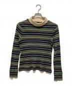 MARNIマルニ）の古着「タートルネックボーダーニット」｜グリーン