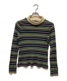 MARNI（マルニ）の古着「タートルネックボーダーニット」｜グリーン