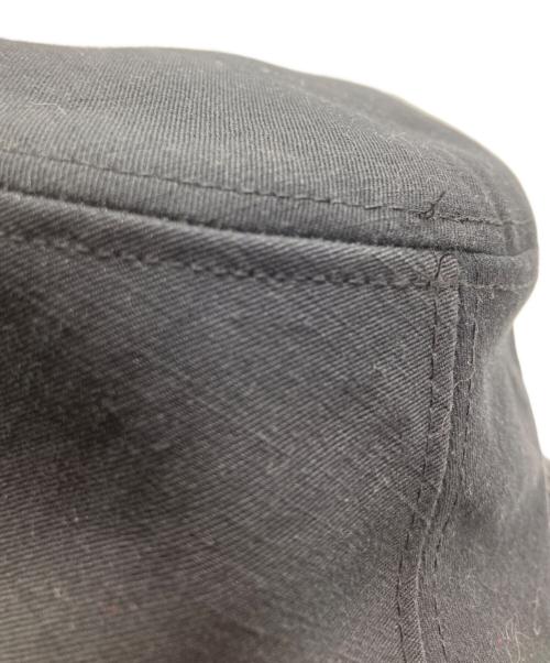 HERMES（エルメス）HERMES (エルメス) レザーリボン リネンブレンドハット ブラック サイズ:59の古着・服飾アイテム