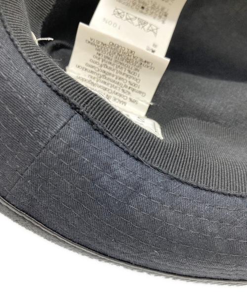 HERMES（エルメス）HERMES (エルメス) レザーリボン リネンブレンドハット ブラック サイズ:59の古着・服飾アイテム