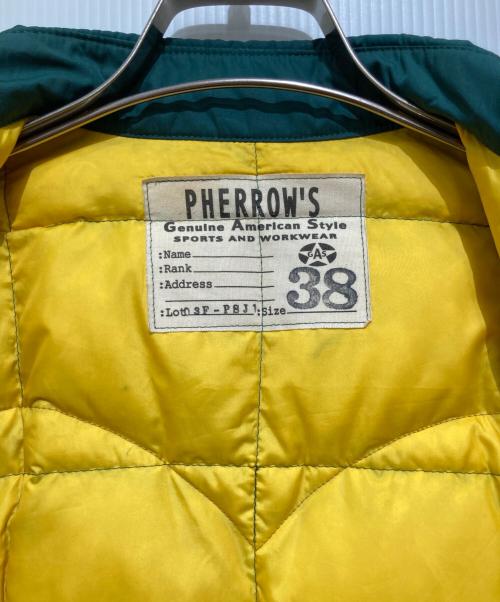 Pherrow's（フェローズ）PHERROW'S (フェローズ) レザー切替ダウンジャケット グリーン サイズ:Mの古着・服飾アイテム