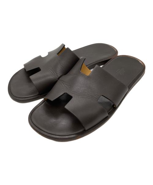 HERMES（エルメス）HERMES (エルメス) イズミール Hロゴ レザーサンダル ブラウン サイズ:42の古着・服飾アイテム