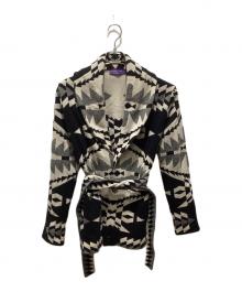 RALPH LAUREN Purple Label（ラルフ ローレン パープル レーベル）の古着「ショールカラーウールカシミヤカーディガン」｜ベージュ×ブラック