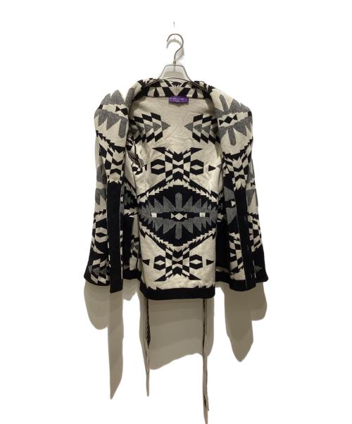 RALPH LAUREN Purple Label（ラルフ ローレン パープル レーベル）RALPH LAUREN Purple Label (ラルフ ローレン パープル レーベル) ショールカラーウールカシミヤカーディガン ベージュ×ブラック サイズ:Sの古着・服飾アイテム