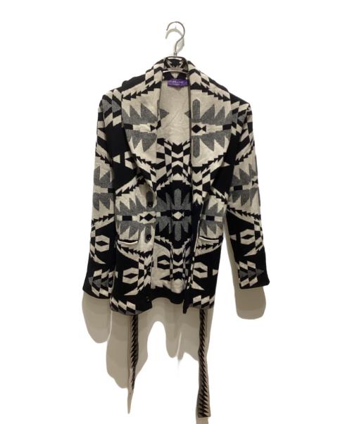 RALPH LAUREN Purple Label（ラルフ ローレン パープル レーベル）RALPH LAUREN Purple Label (ラルフ ローレン パープル レーベル) ショールカラーウールカシミヤカーディガン ベージュ×ブラック サイズ:Sの古着・服飾アイテム
