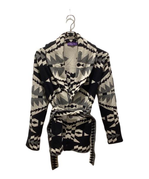 RALPH LAUREN Purple Label（ラルフ ローレン パープル レーベル）RALPH LAUREN Purple Label (ラルフ ローレン パープル レーベル) ショールカラーウールカシミヤカーディガン ベージュ×ブラック サイズ:Sの古着・服飾アイテム