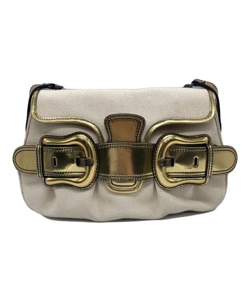 FENDI（フェンディ）FENDI (フェンディ) B BIS チェーンショルダーバッグ ベージュ×ゴールドの古着・服飾アイテム