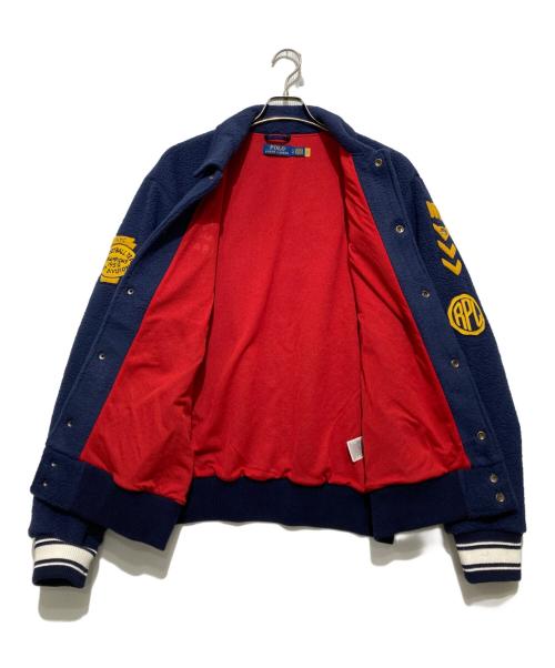POLO RALPH LAUREN（ポロ・ラルフローレン）POLO RALPH LAUREN (ポロ・ラルフローレン) Pile Fleece Letterman Jacket ネイビー サイズ:Lの古着・服飾アイテム