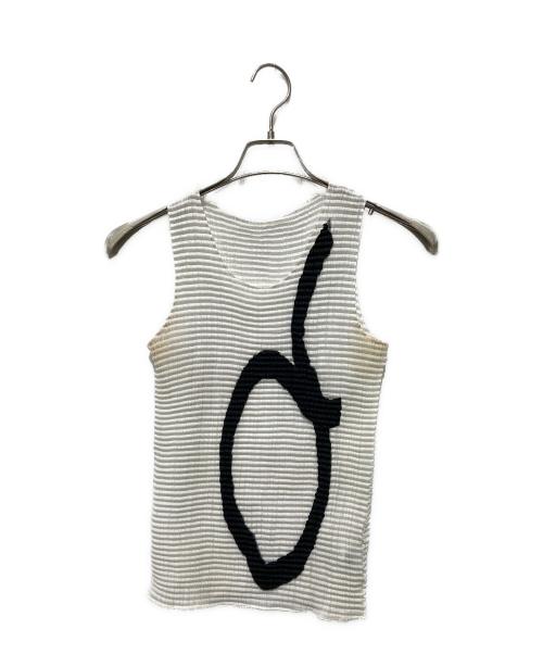 ISSEY MIYAKE（イッセイミヤケ）ISSEY MIYAKE (イッセイミヤケ) プリーツN/Sカットソー ホワイト×ブラック サイズ:Sの古着・服飾アイテム