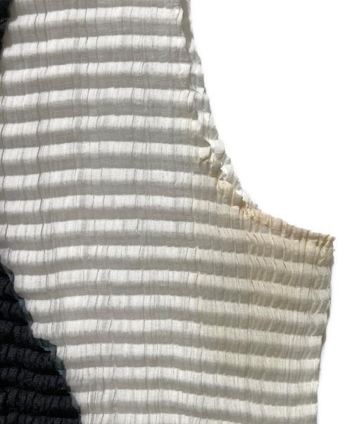 ISSEY MIYAKE（イッセイミヤケ）ISSEY MIYAKE (イッセイミヤケ) プリーツN/Sカットソー ホワイト×ブラック サイズ:Sの古着・服飾アイテム