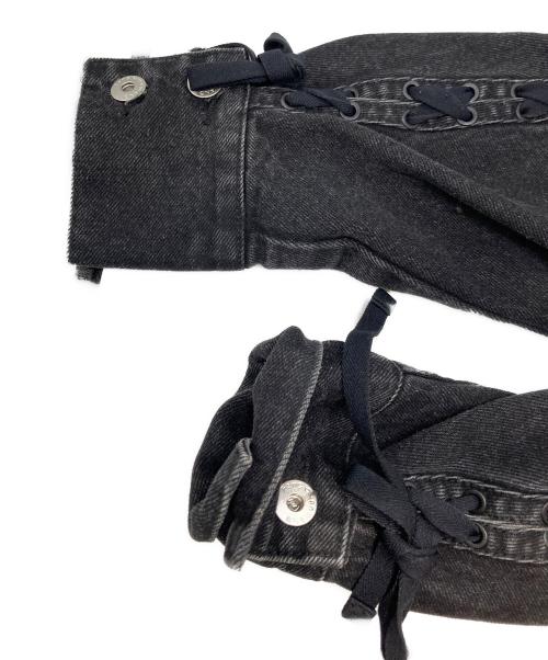FenG CHen WANG（フェンチェンワン）FENG CHEN WANG (フェンチェンワン) Denim Deconstructed Lace-Up Jacket ブラック サイズ:Sの古着・服飾アイテム