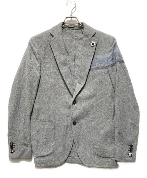LARDINI（ラルディーニ）LARDINI (ラルディーニ) リネンブレンドテーラードジャケット グレー サイズ:50の古着・服飾アイテム