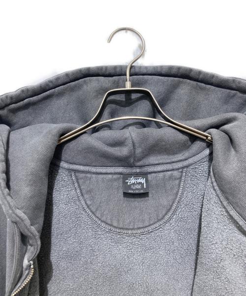 stussy（ステューシー）stussy (ステューシー) Smooth Stock Pig Dyed Zip Hoodie スムースストックピグメントダイジップアップパーカー グレー サイズ:XLの古着・服飾アイテム