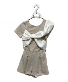 HER LIP TO（ハーリップトゥ）の古着「Bicolor Ribbon-Motif Romper」｜ベージュ