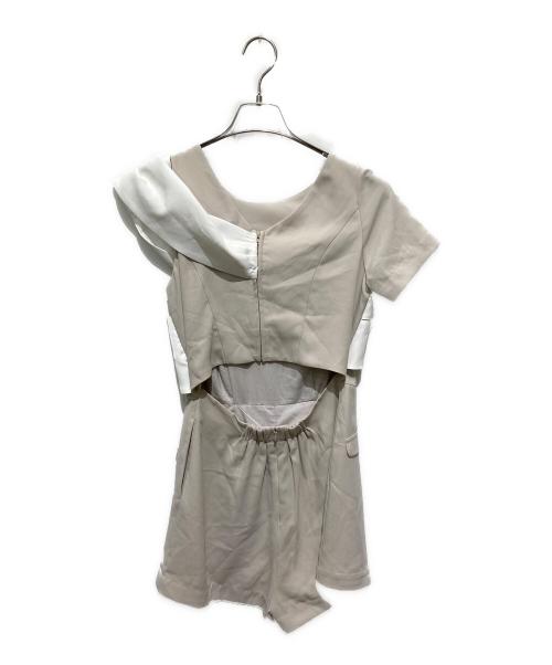 HER LIP TO（ハーリップトゥ）HER LIP TO (ハーリップトゥ) Bicolor Ribbon-Motif Romper ベージュ サイズ:Ｓの古着・服飾アイテム