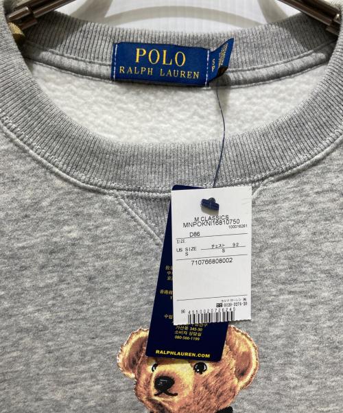 POLO RALPH LAUREN（ポロ・ラルフローレン）POLO RALPH LAUREN (ポロ・ラルフローレン) ポロベアプリントクルーネックスウェット グレー サイズ:S 未使用品の古着・服飾アイテム