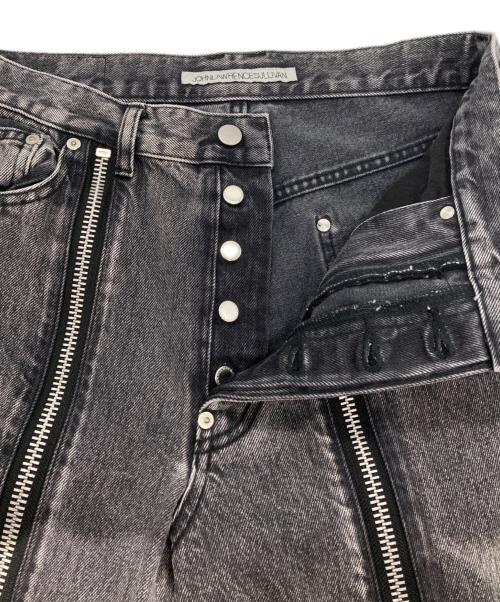 JOHN LAWRENCE SULLIVAN（ジョン ローレンス サリバン）JOHN LAWRENCE SULLIVAN (ジョン ローレンス サリバン) Washed denim zipped pants ブラック サイズ:46の古着・服飾アイテム