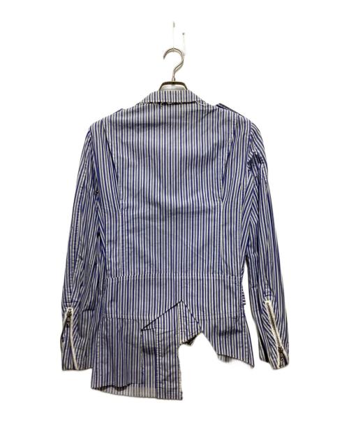 COMME des GARCONS HOMME PLUS（コムデギャルソンオムプリュス）COMME des GARCONS HOMME PLUS (コムデギャルソンオムプリュス) コットンストライプライダースジャケット ブルー×ホワイト サイズ:XSの古着・服飾アイテム