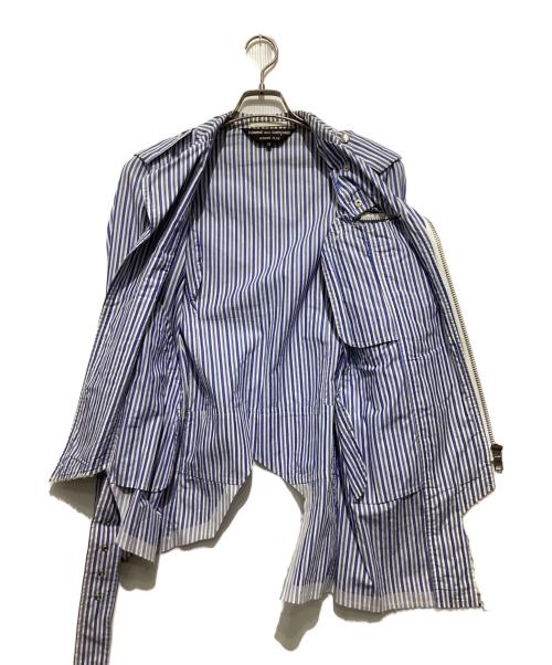 COMME des GARCONS HOMME PLUS（コムデギャルソンオムプリュス）COMME des GARCONS HOMME PLUS (コムデギャルソンオムプリュス) コットンストライプライダースジャケット ブルー×ホワイト サイズ:XSの古着・服飾アイテム