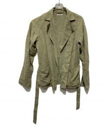 AURALEE（オーラリー）の古着「ウォッシュドリネンベルテッドジャケット」｜カーキ