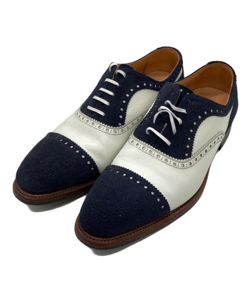 SCOTCH GRAIN（スコッチグレイン）SCOTCH GRAIN (スコッチグレイン) ストレートチップシューズ ホワイト×ネイビー サイズ:25.5の古着・服飾アイテム
