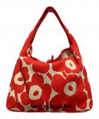 marimekkoマリメッコ）の古着「KNITTED BAG LARGE UNIKKO リブニットショルダートートバッグ」｜レッド