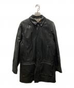 BURBERRY LONDONバーバリーロンドン）の古着「裏ノバチェック レザーコート」｜ブラック